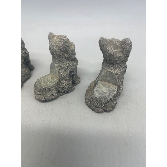set of 3 cat figurines statue inside or outside yard art gray flat back 2" READ - Picture 6 of 10